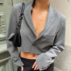 Djerf Avenue Gray Cropped Blazer